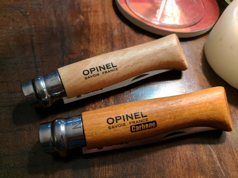 Opinel No.8 folding knife with wood handle, closed