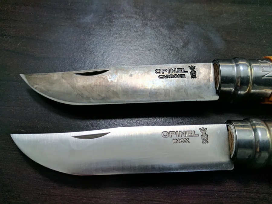 Opinel No.8 blade showing its clip-point profile