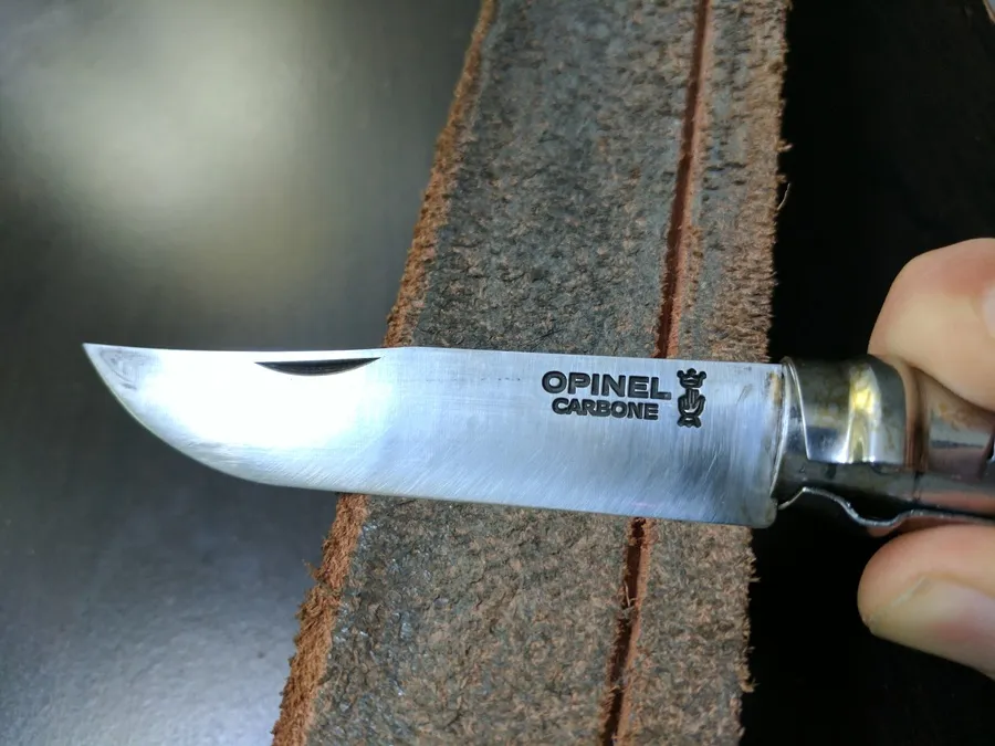 Opinel No.8 blade close-up