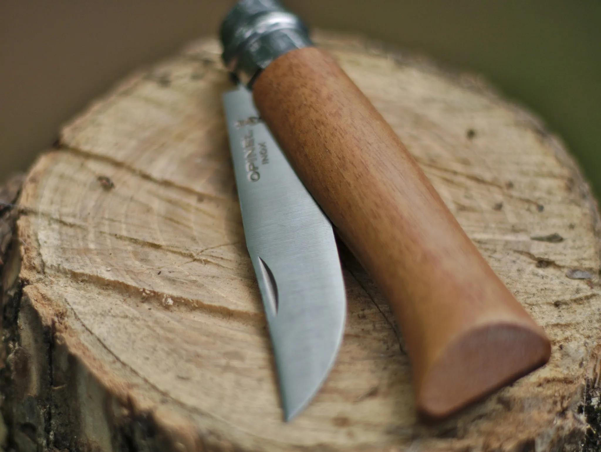 Opinel walnut-handled inox version open