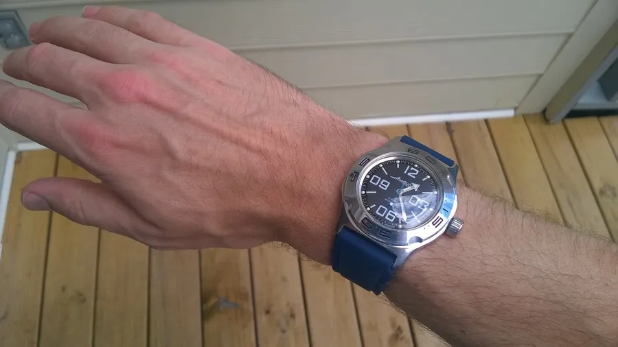 Vostok Amphibia dial and hands close-up