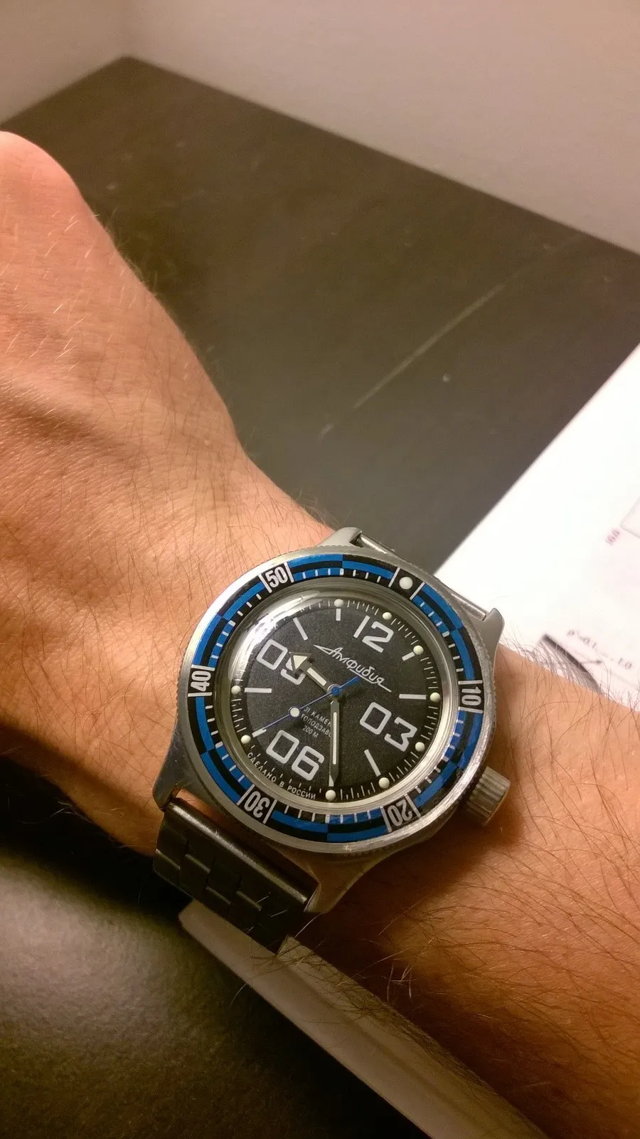 Vostok Amphibia dive watch face