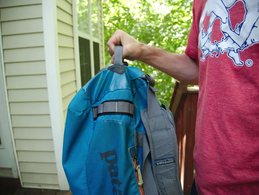 Reinforced carry handle on the side of the duffel