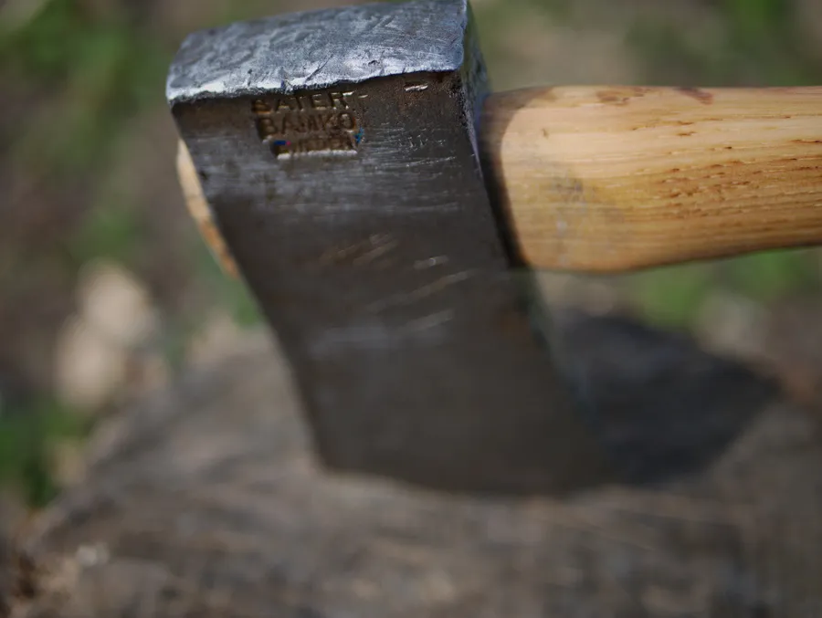 Finished hatchet head showing the minor mushrooming left on the poll